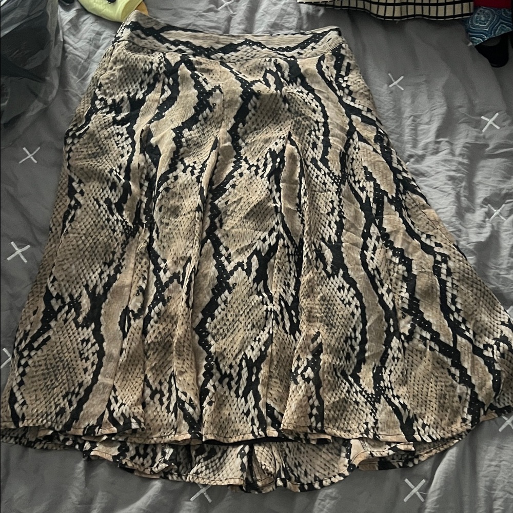 Snake Print A-Line Skirt